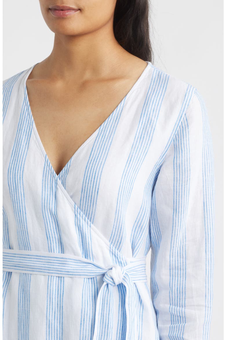 Bayside Isle Long Sleeve Linen Wrap Dress, Alternate, color, PALACE BLUE