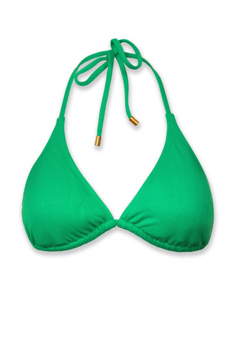 String Bikini Top, Alternate, color, Chevron Textured Kelly Green