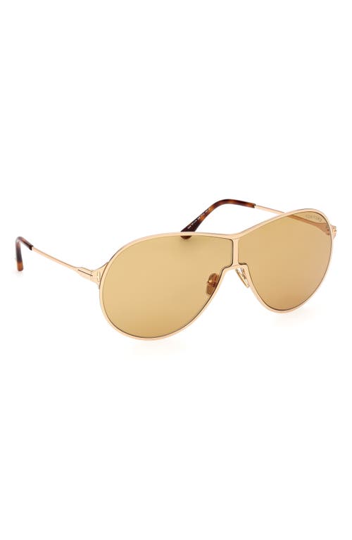 Tom Ford Gais 71mm Oversize Mirrored Pilot Sunglasses In Yellow Gold Classic Havana