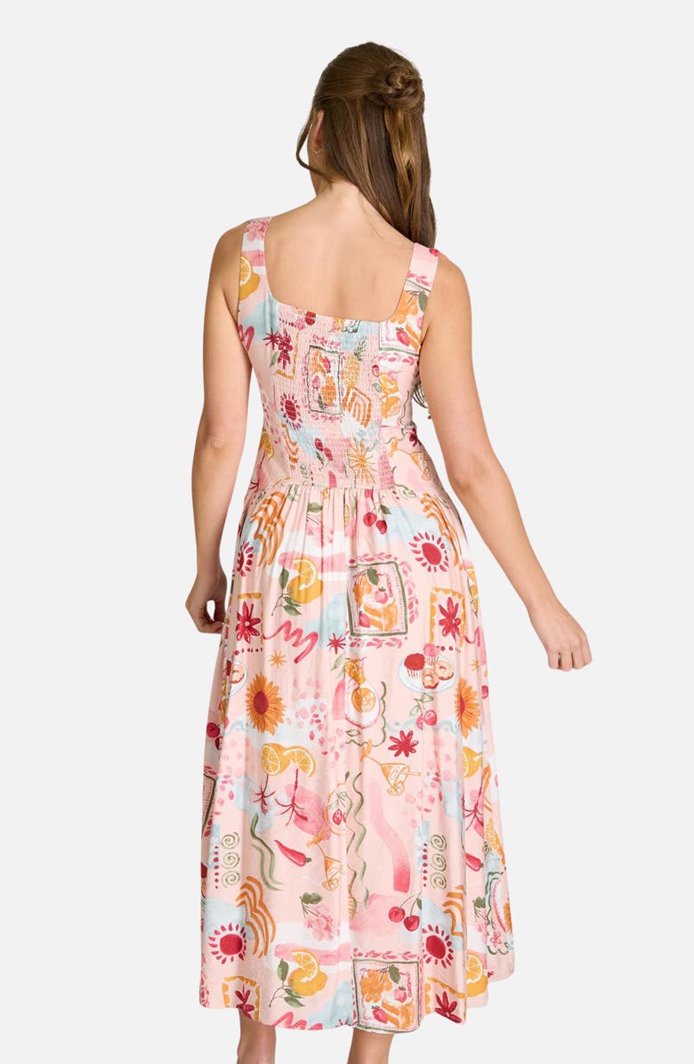 Blu Pepper Print Fit & Flare Midi Dress, Alternate, color, Blush Multi
