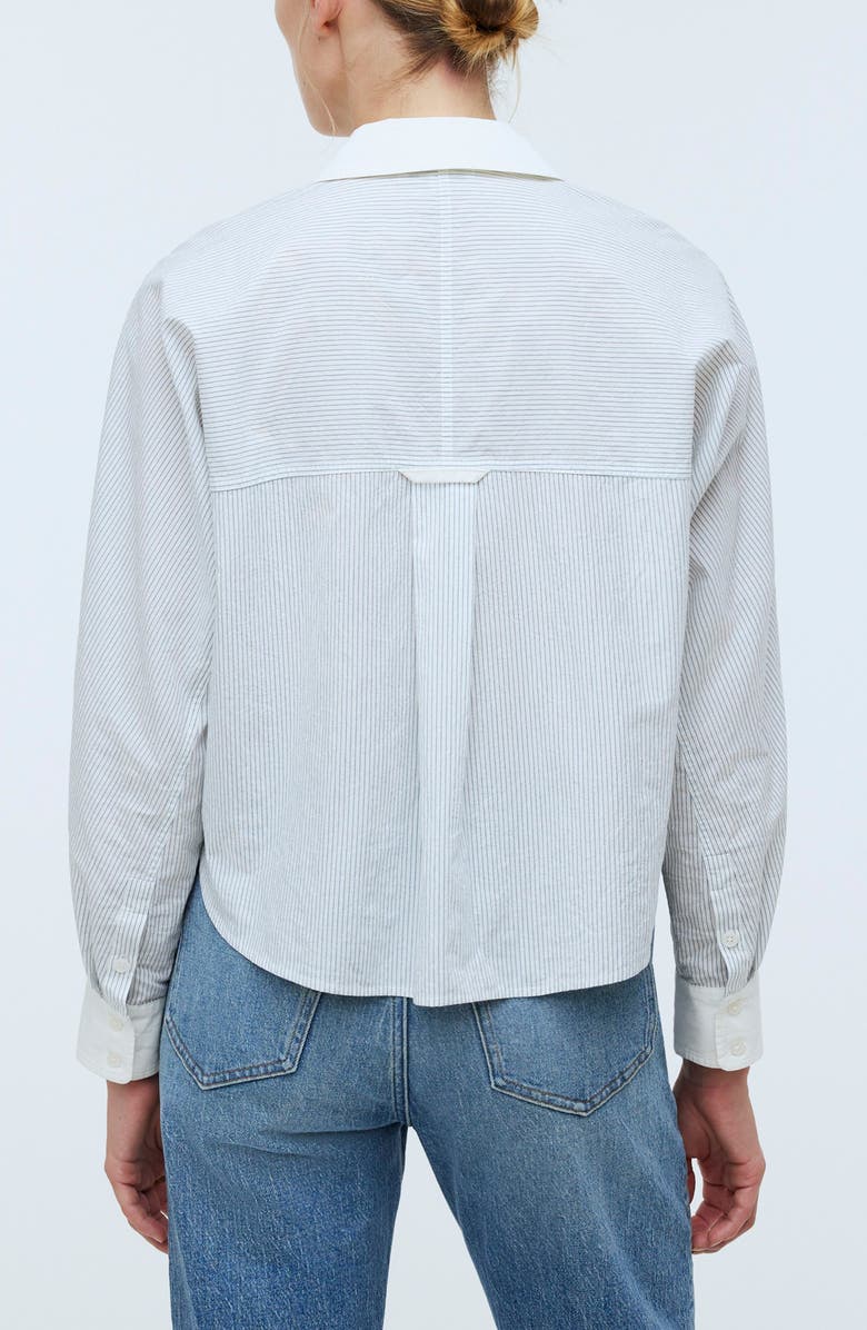 Madewell Stripe Cotton Cargo Pocket Crop Shirt, Alternate, color, 