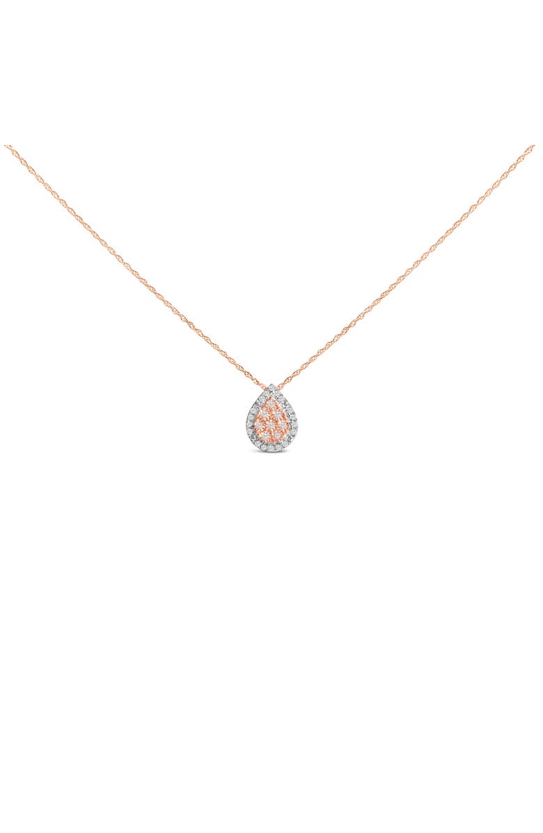 Haus of Brilliance 14K Rose Gold Plated Sterling Silver 1/4 Cttw Diamond Teardrop Halo Pendant Necklace, Main, color, White Gold Over Silver
