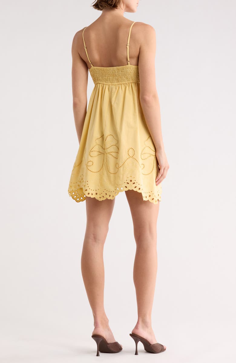 MOON RIVER Eyelet Detail Minidress, Alternate, color, Yellow