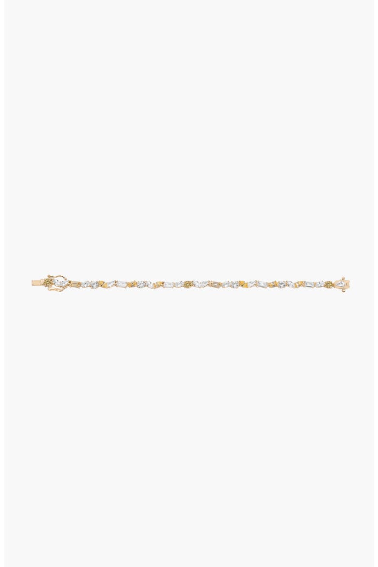 Lab Grown White Sapphire and Canary Mixed Shape Tennis Bracelet, Alternate, color, Canary
