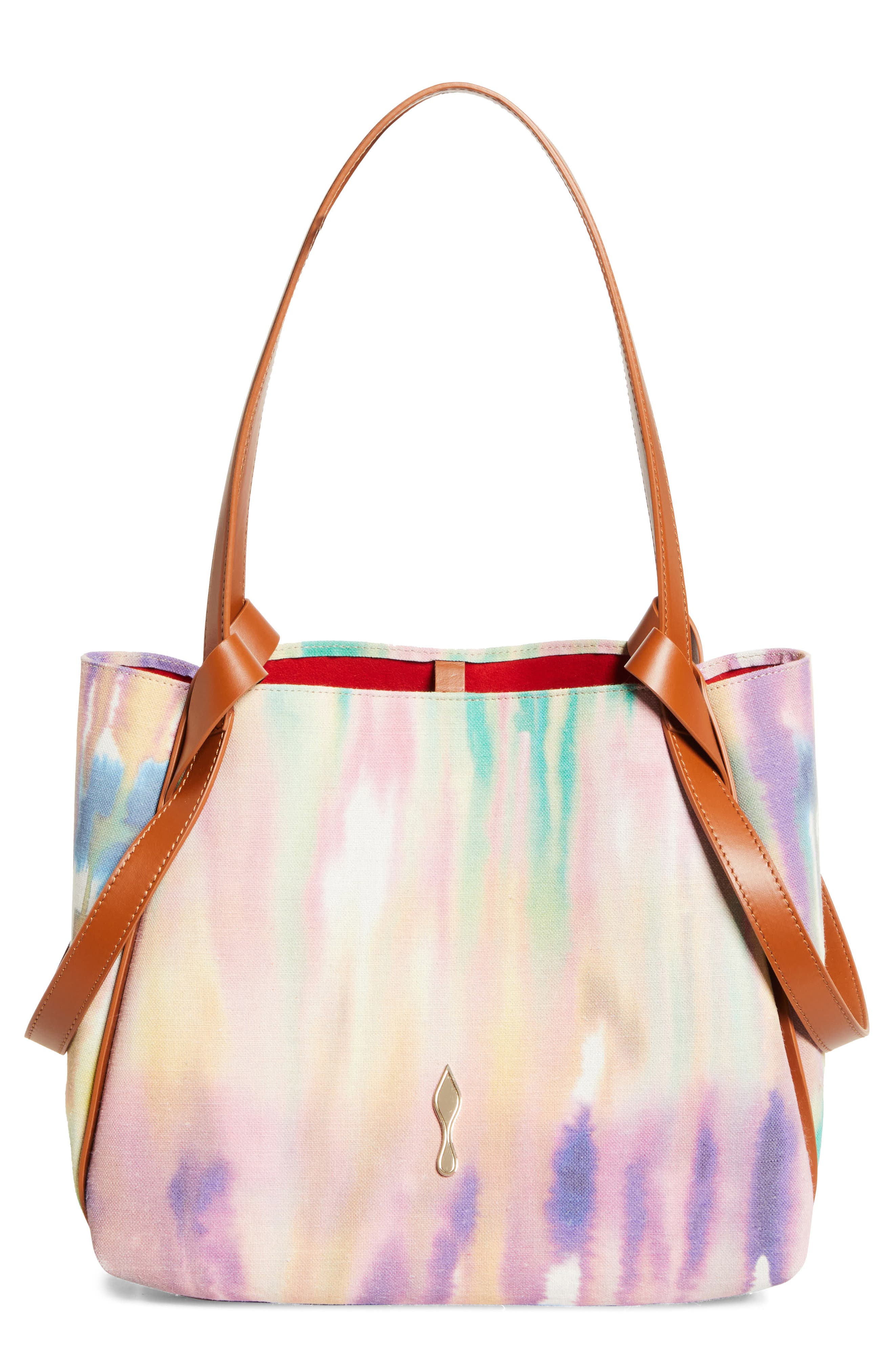 Christian Louboutin Small Bettina Tie Dye Canvas Tote, Main, color, M862 Multi/ Cuoio