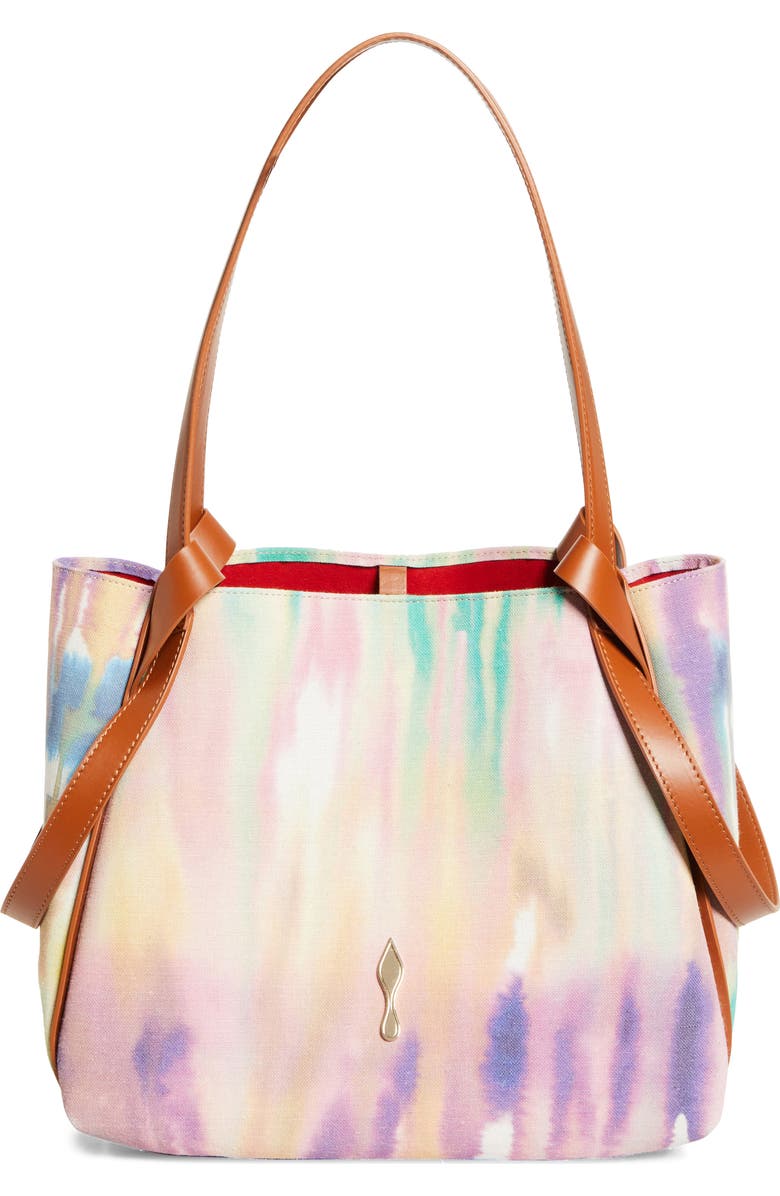 Christian Louboutin Small Bettina Tie Dye Canvas Tote, Main, color, M862 Multi/ Cuoio