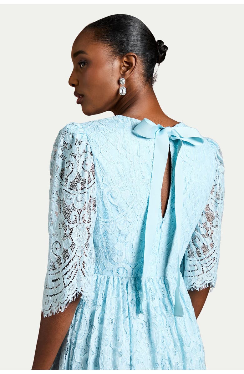 Coast Lace Short Sleeve Midi Dress, Alternate, color, Aqua