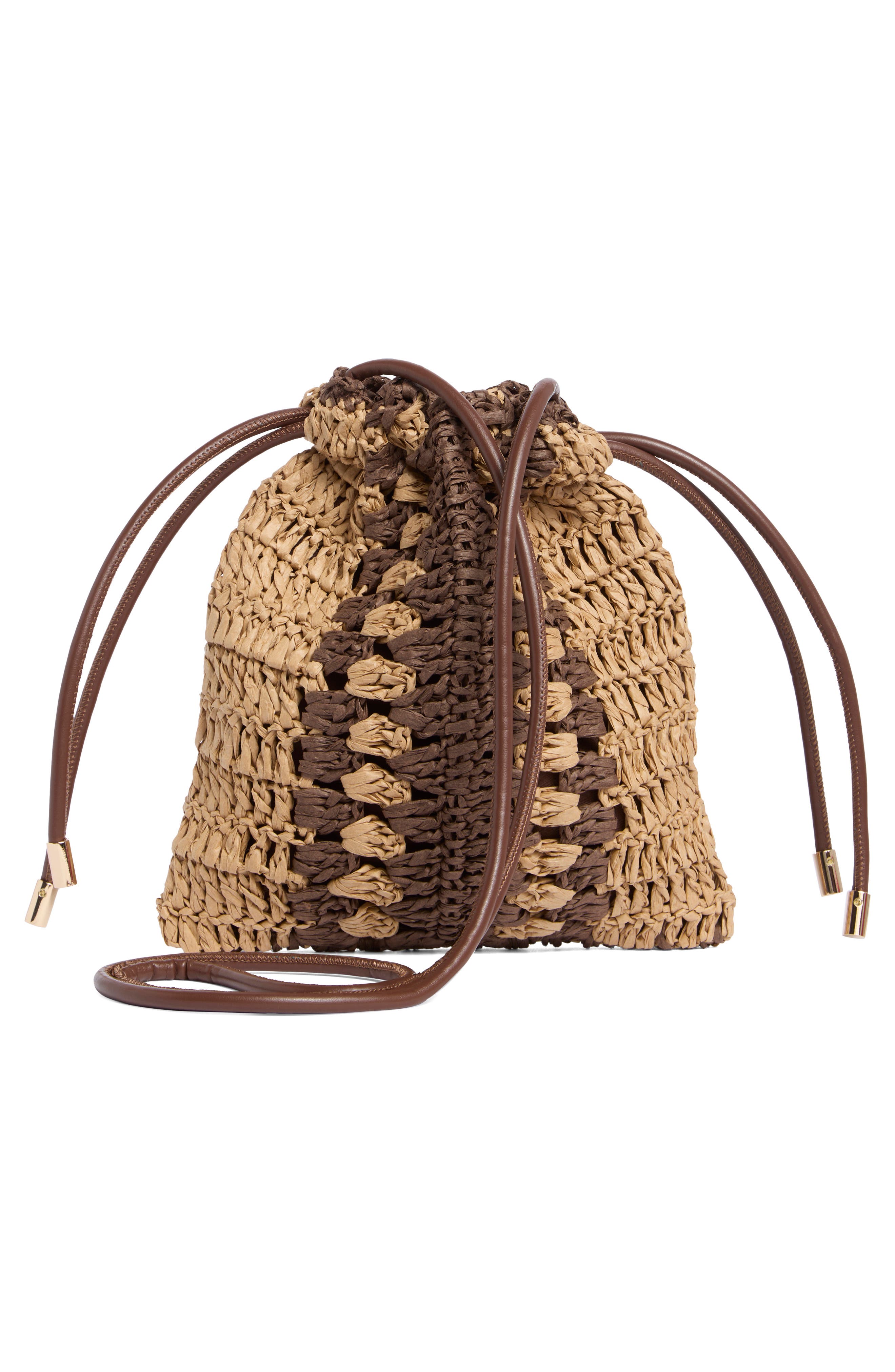 Collection XIIX Straw Bucket Bag, Alternate, color, Brown Natural