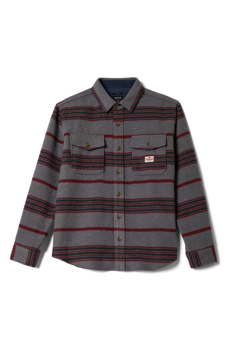 Brixton Altered Threads Stripe Fleece Button-Up Overshirt, Alternate, color, Multi Blanket Stripe