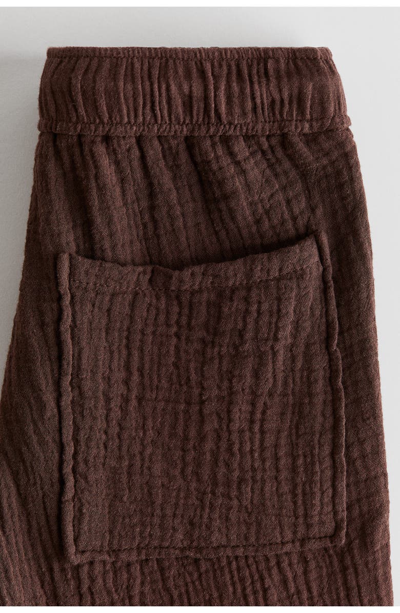 H&M Muslin Drawstring Trousers, Alternate, color, Dark Brown