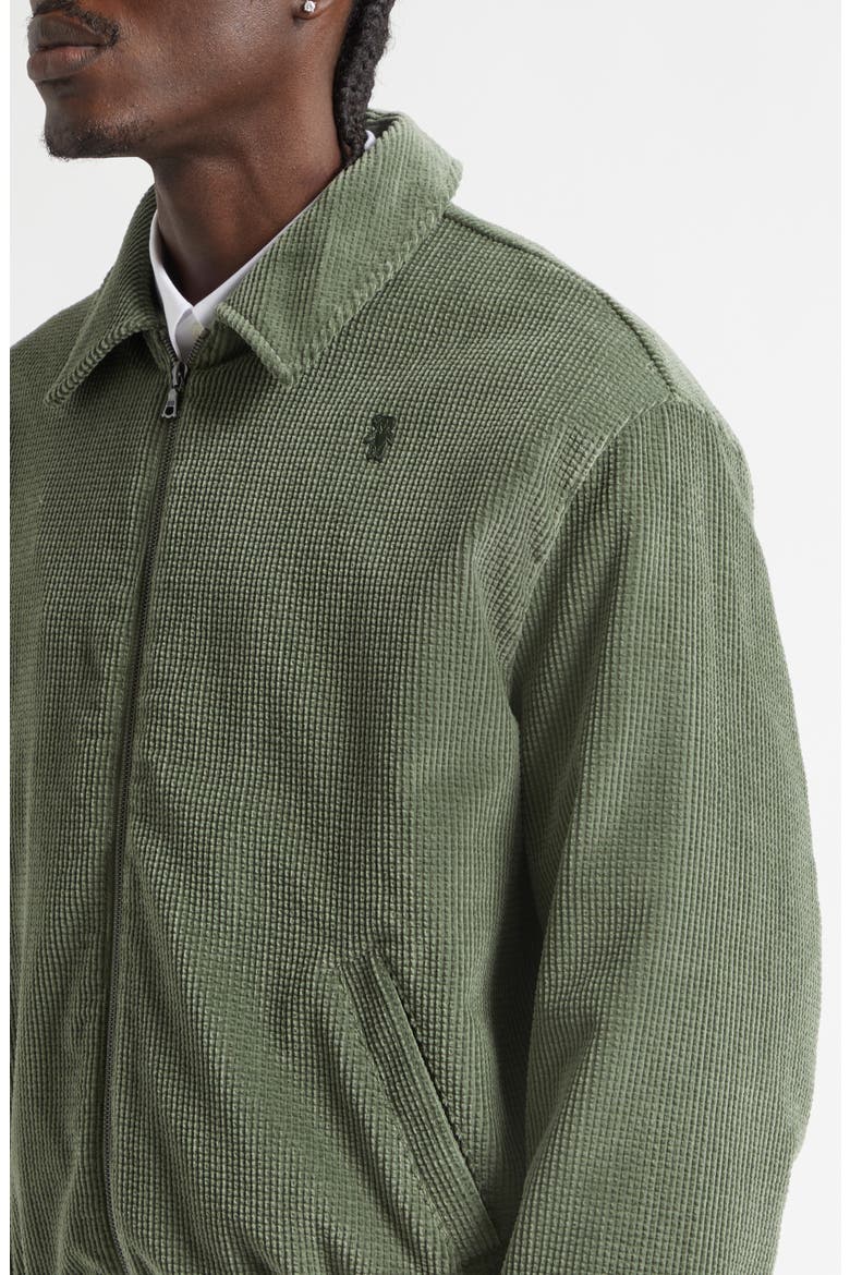 Cotton Waffle Cord Bomber Jacket, Alternate, color, CYPRESS