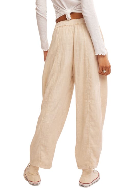 Free People High Road Pull-on Linen Blend Barrel Pants In Birch