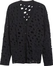 R13 Ripped Merio Wool Boyfrined Cardigan