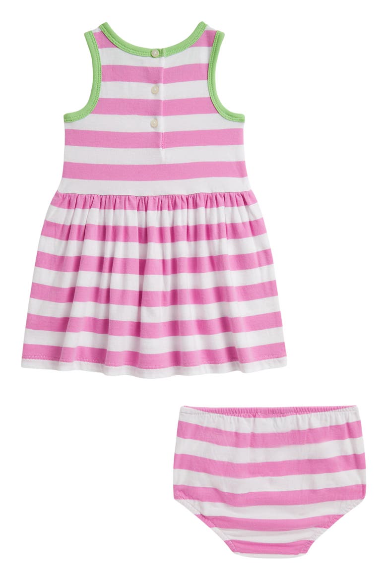 Stripe Cotton Jersey Dress & Bloomers Set, Alternate, color, LAGUNA PINK/ WHITE