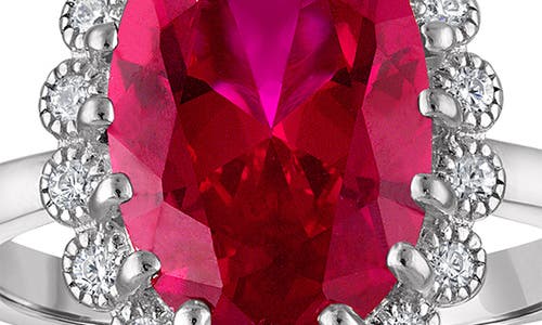 Fzn Oval Ruby & Cubic Zirconia Ring In White