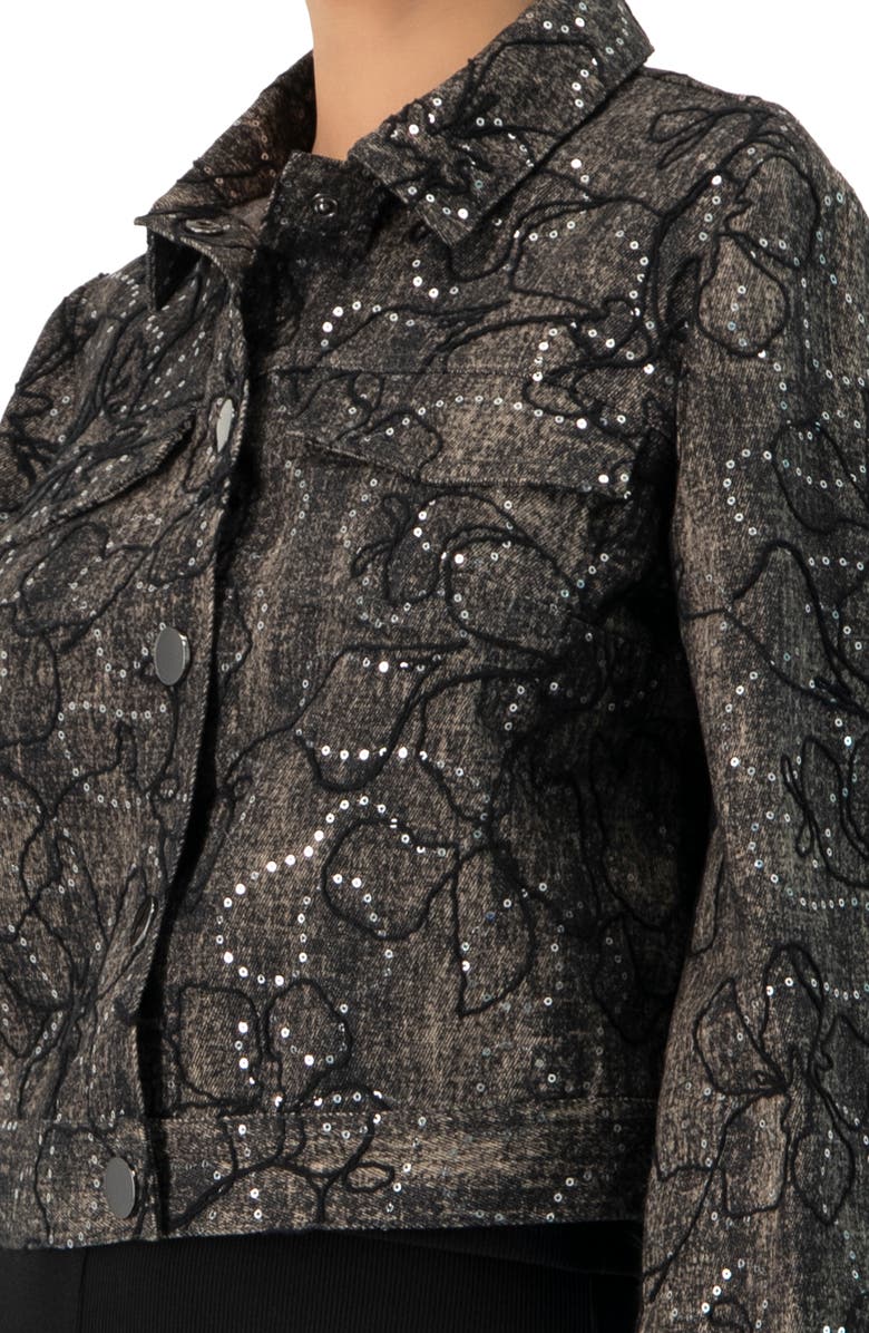 IVONNE Fantasy Denim Jacket, Alternate, color, Black