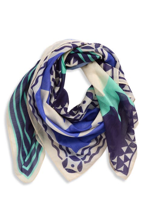 Escape Print Cotton & Silk Square Scarf