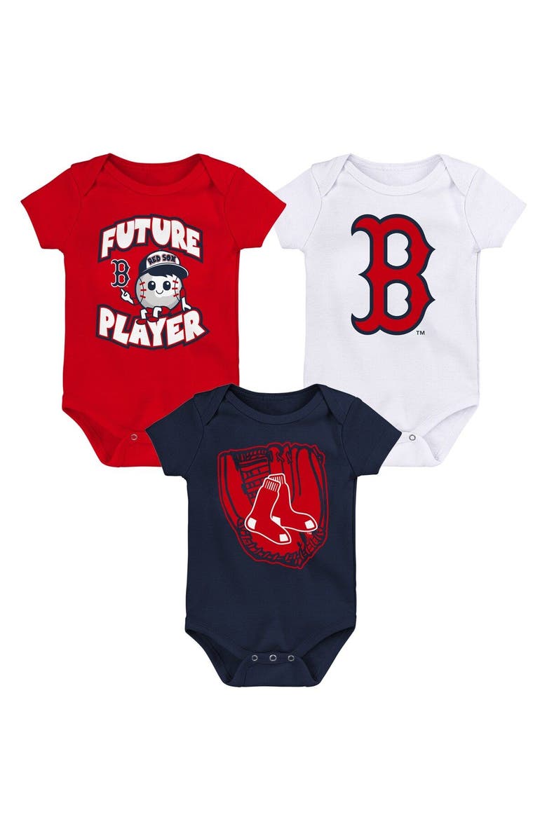 Outerstuff Infant Red/Navy/White Boston Red Sox Minor League Player Three-Pack Bodysuit Set, Main, color, Red