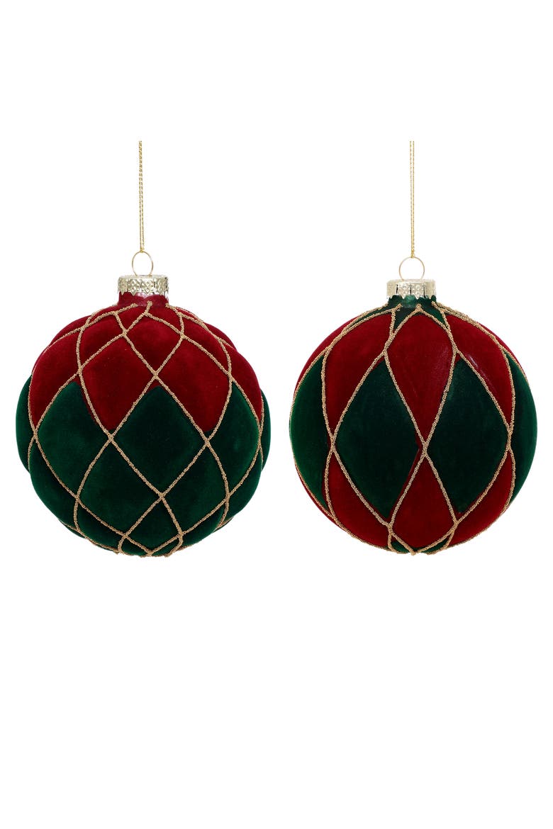 Regal Diamond Velvet Ornament, Box of 6, Main, color, Burgundy