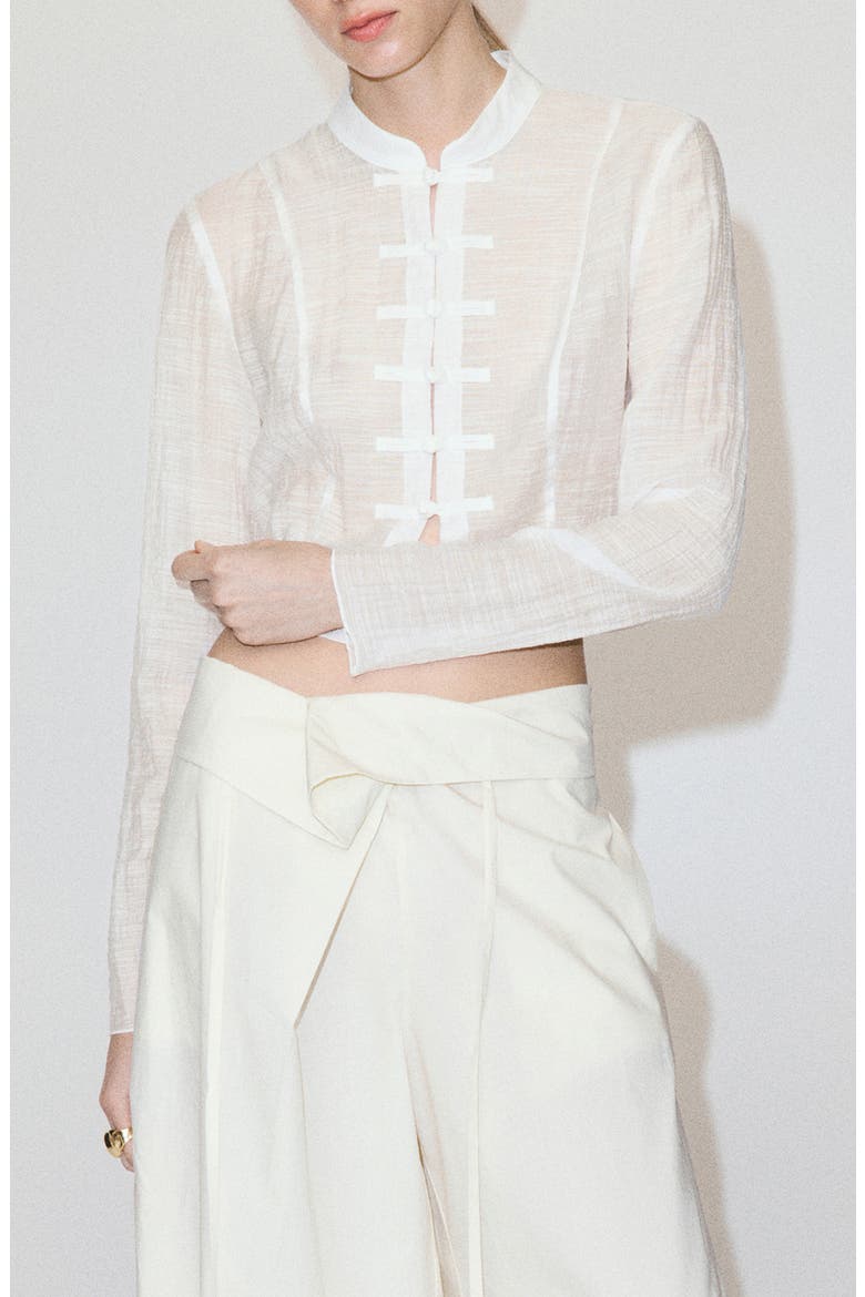 Semi-Sheer Textured Top, Main, color, OFF WHITE