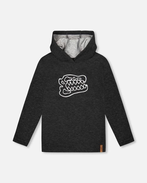 Deux Par Deux Long Sleeve Super Soft Brushed Jersey Hooded Sweatshirt In Black