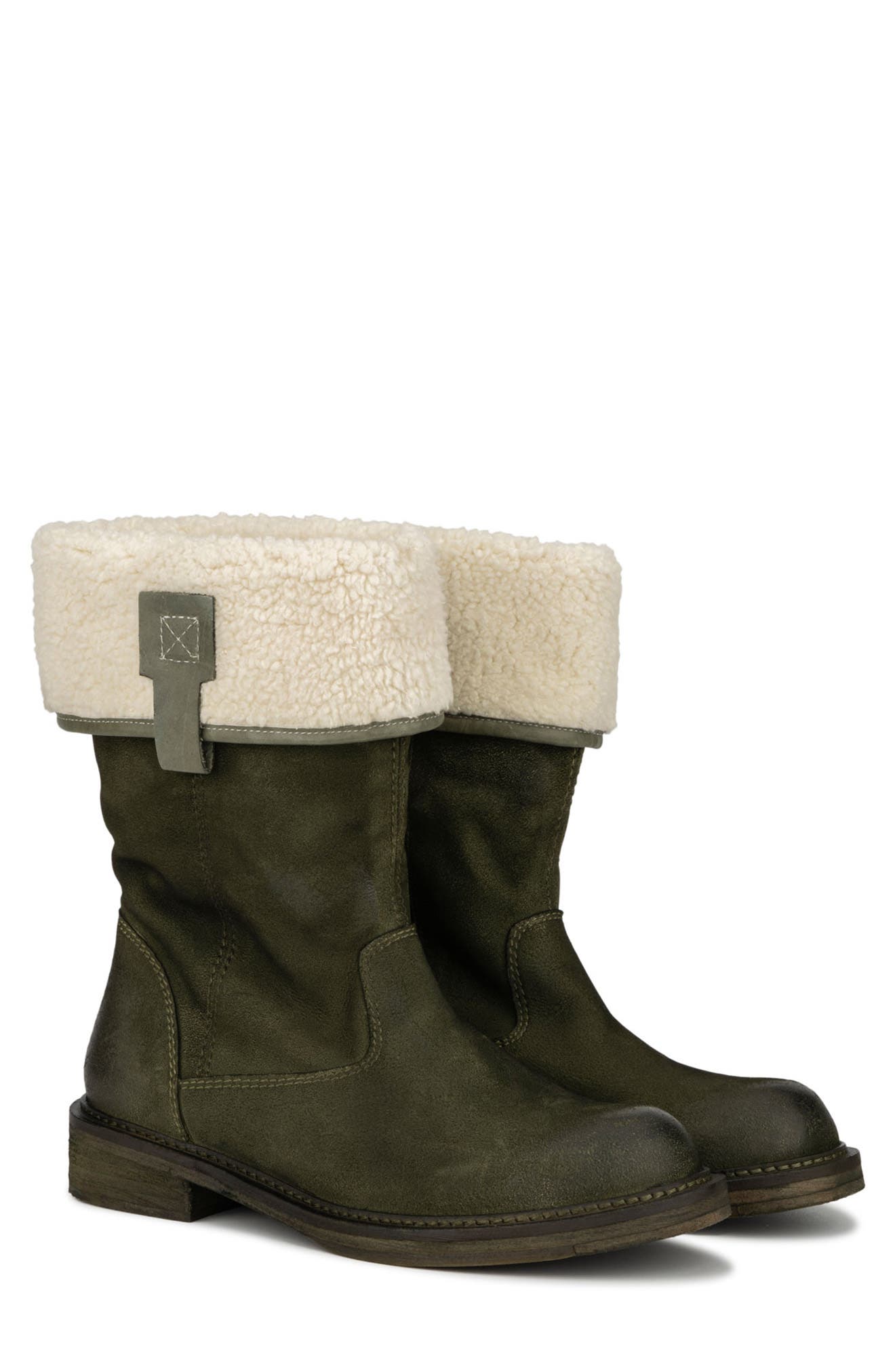 VINTAGE FOUNDRY Trina Faux Fur Trimmed Boot, Alternate, color, Green