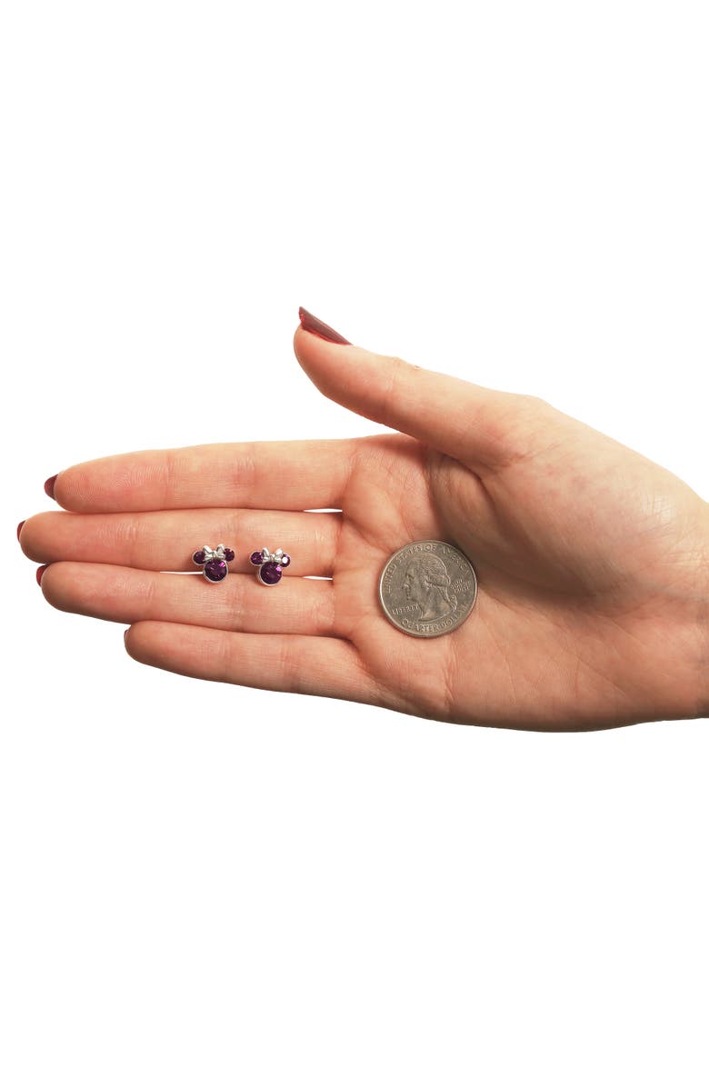 Disney Birthstone Stud Earrings, Alternate, color, February - Amethyst Crystal