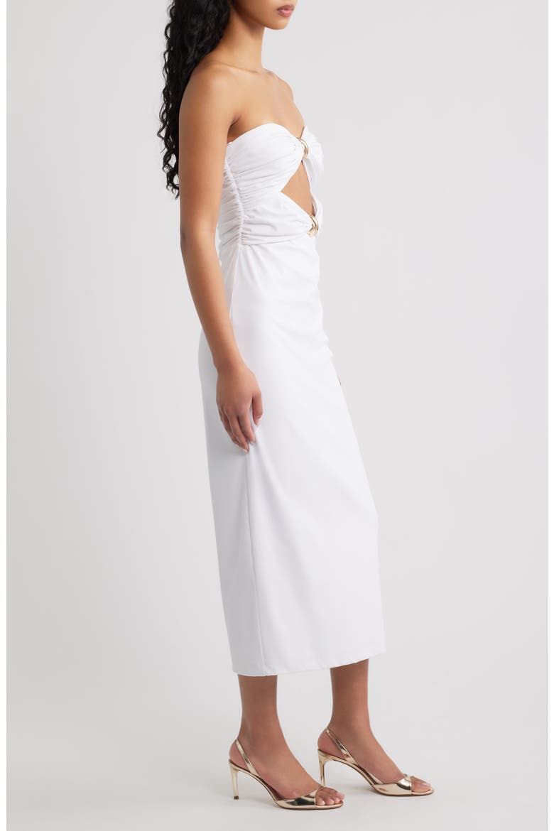 Sandrine Hardware Cutout Detail Strapless Dress, Alternate, color, IVORY