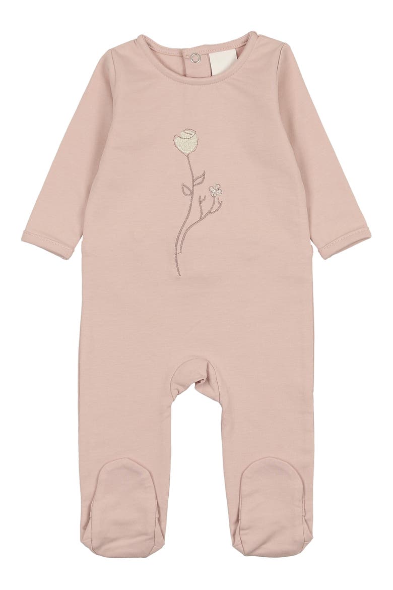 Embroidered Rose Footie, Main, color, MAUVE