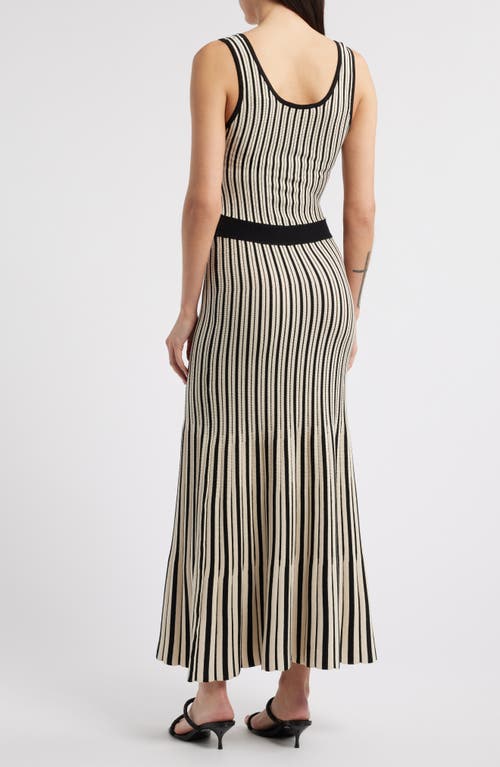 Zoe And Claire Stripe Sleeveless Sweater Dress In Black