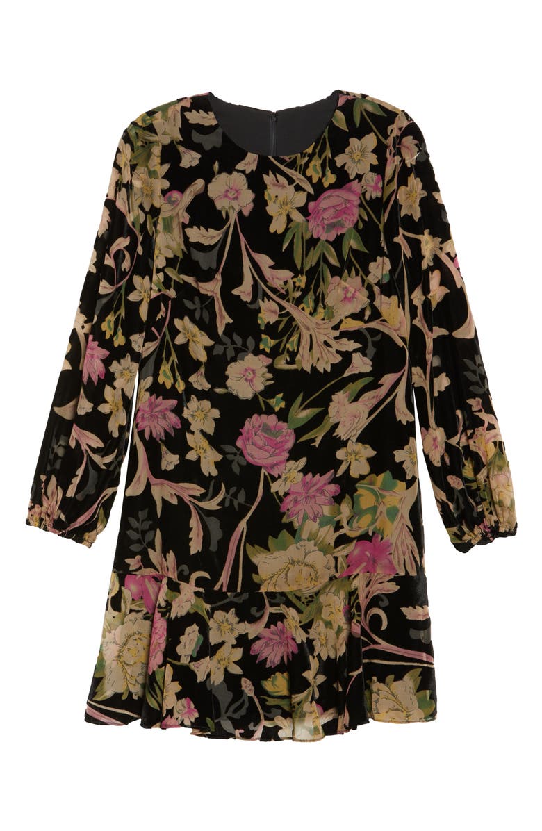 Eliza J Floral Print Velvet Shift Dress, Alternate, color,