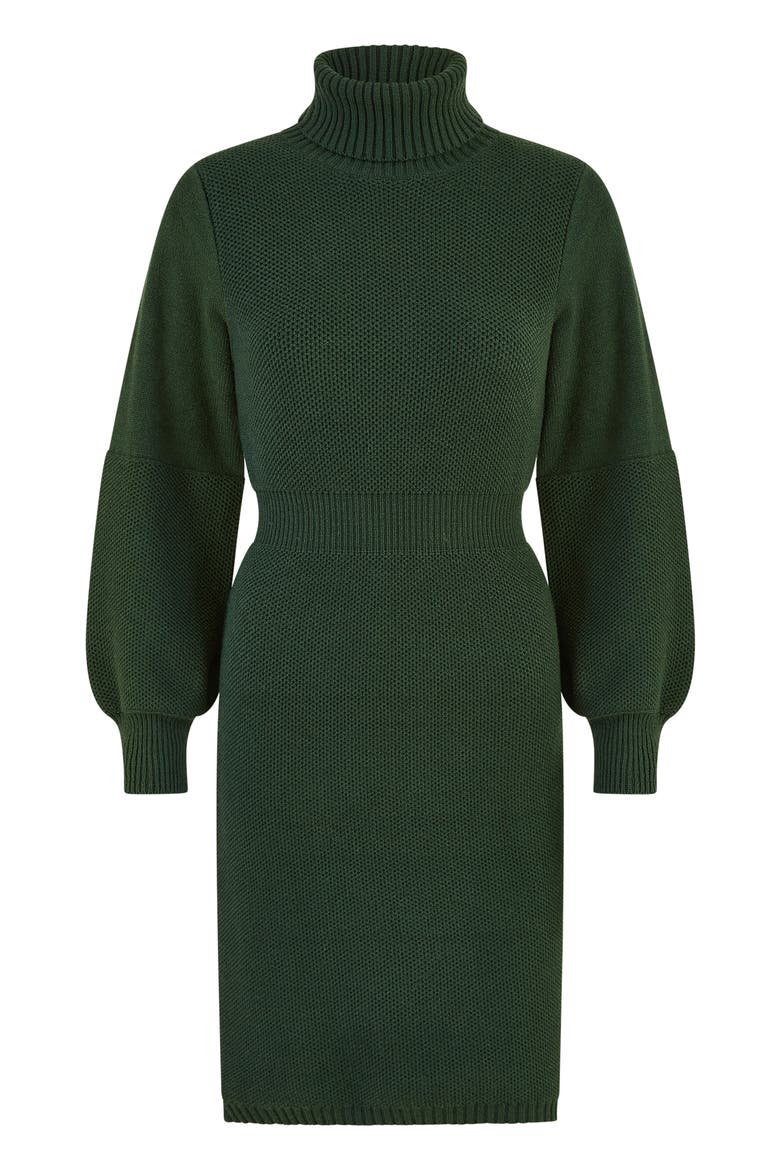 Roll Neck Knitted Dress, Alternate, color, Green