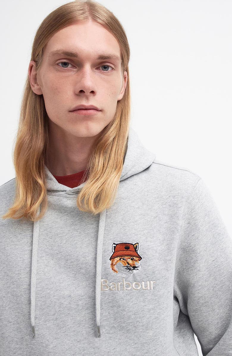 Barbour x Maison Kitsuné Logo Graphic Cotton Fleece Hoodie, Alternate, color, 