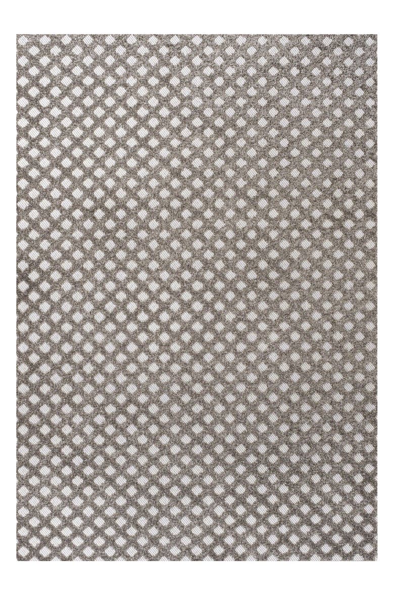 JONATHAN Y Rabat High-Low Pile Mini-Diamond Trellis Indoor/Outdoor Area Rug, Alternate, color, Dark Gray/Ivory