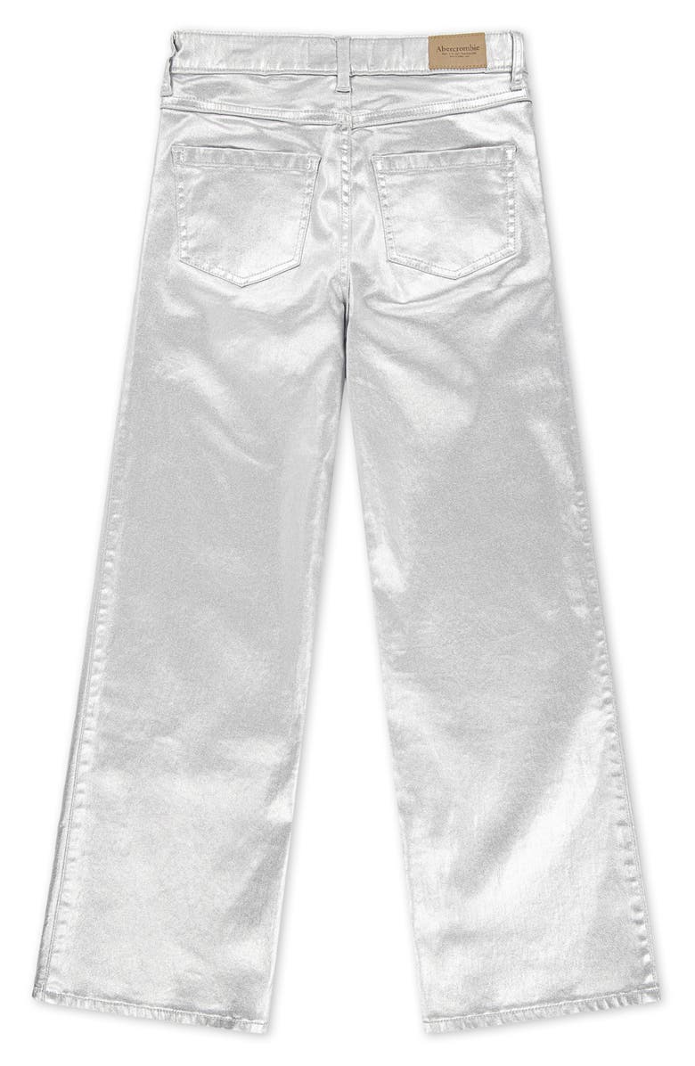 abercrombie kids Kids' Shine High Rise Wide Leg Jeans, Alternate, color, Silver Shine