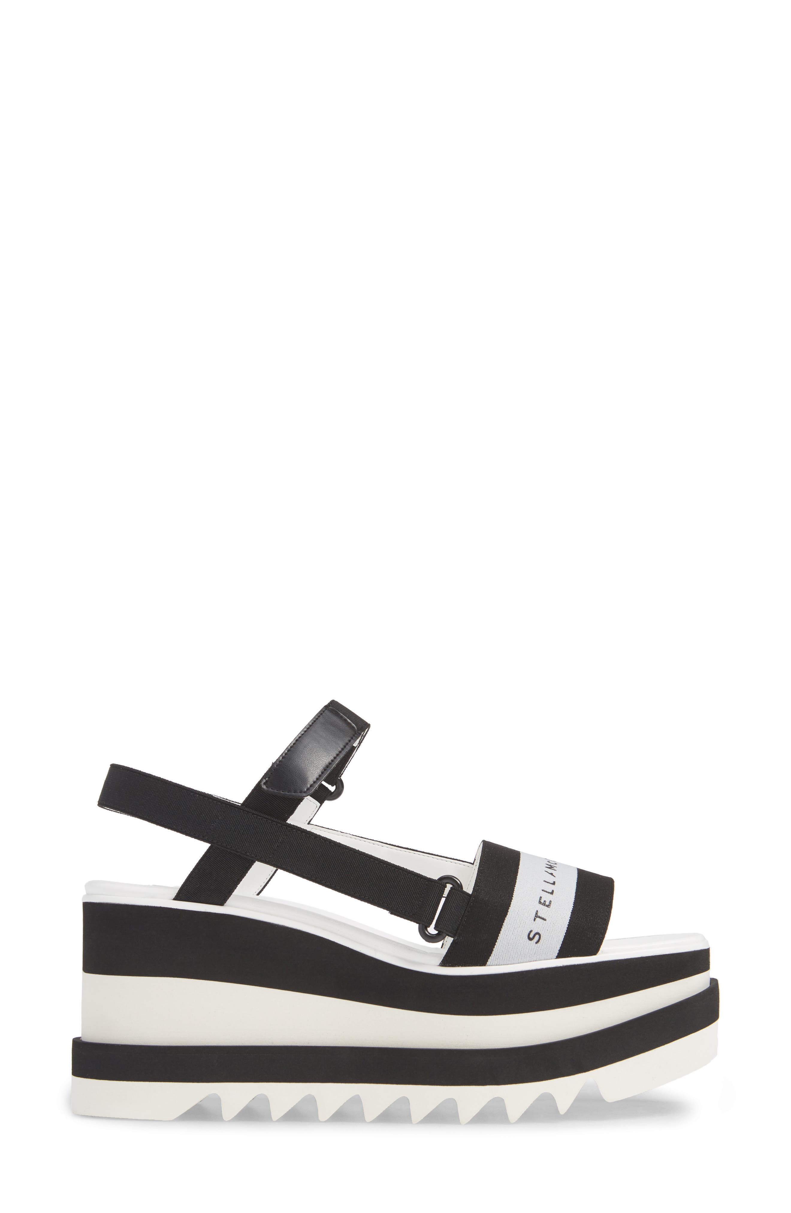 Stella McCartney Stripe Logo Platform Sandal, Alternate, color, 