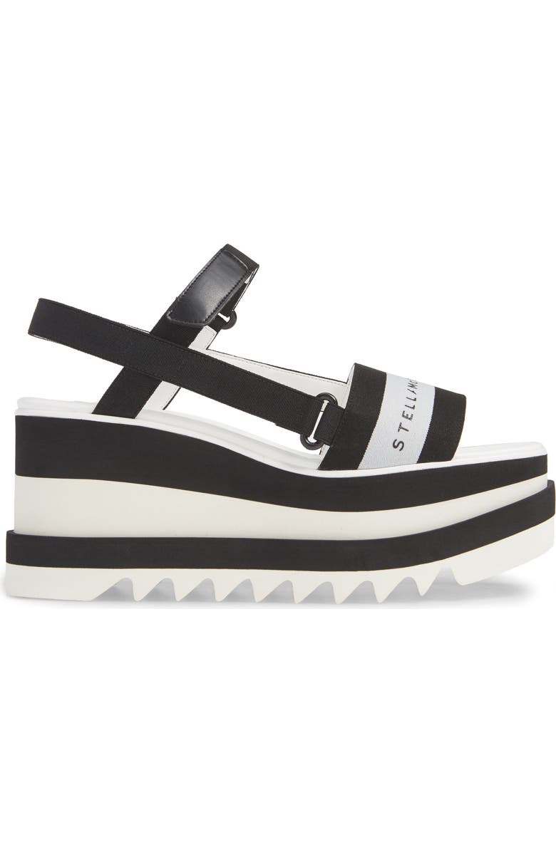 Stella McCartney Stripe Logo Platform Sandal, Alternate, color,