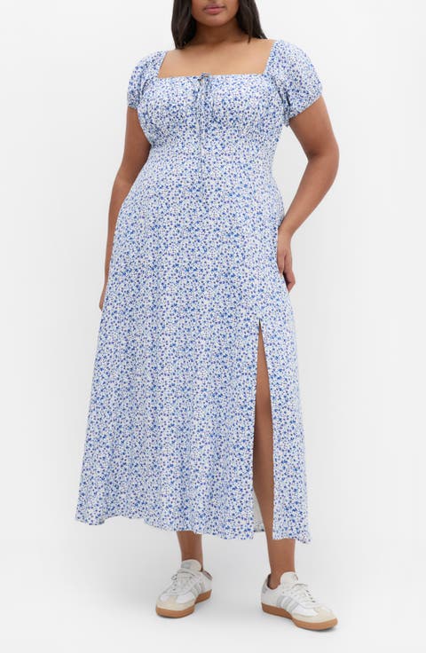 Abbie Floral Print Midi Dress (Plus)