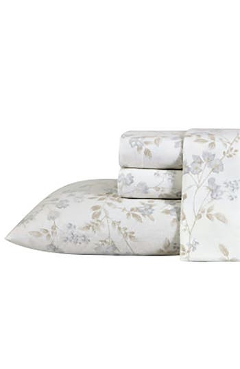 LAURA ASHLEY LAURA ASHLEY FAWNA FLORAL COTTON FLANNEL SHEET SET