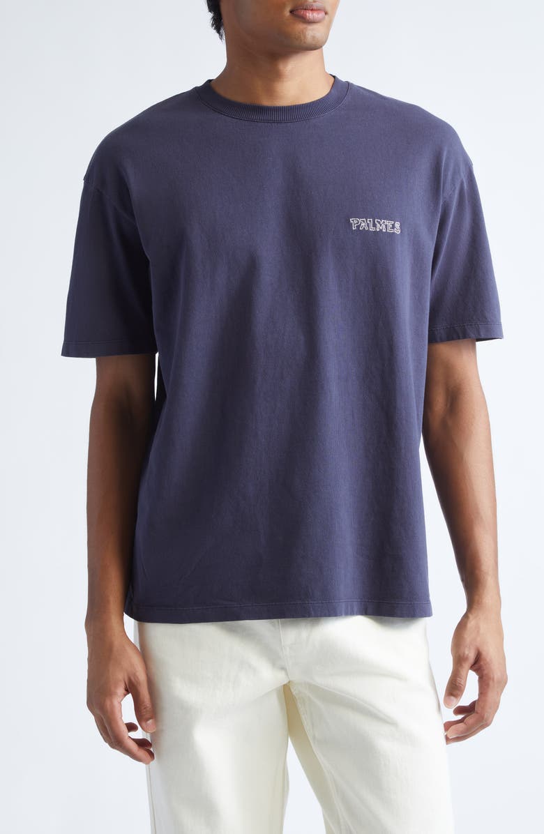 PALMES Logo Embroidered Cotton T-Shirt, Main, color, Dark Blue