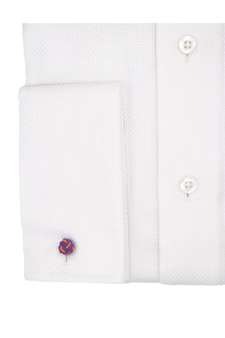 Basketweave French Cuff Regular Fit Dress Shirt, Alternate, color, WHITE