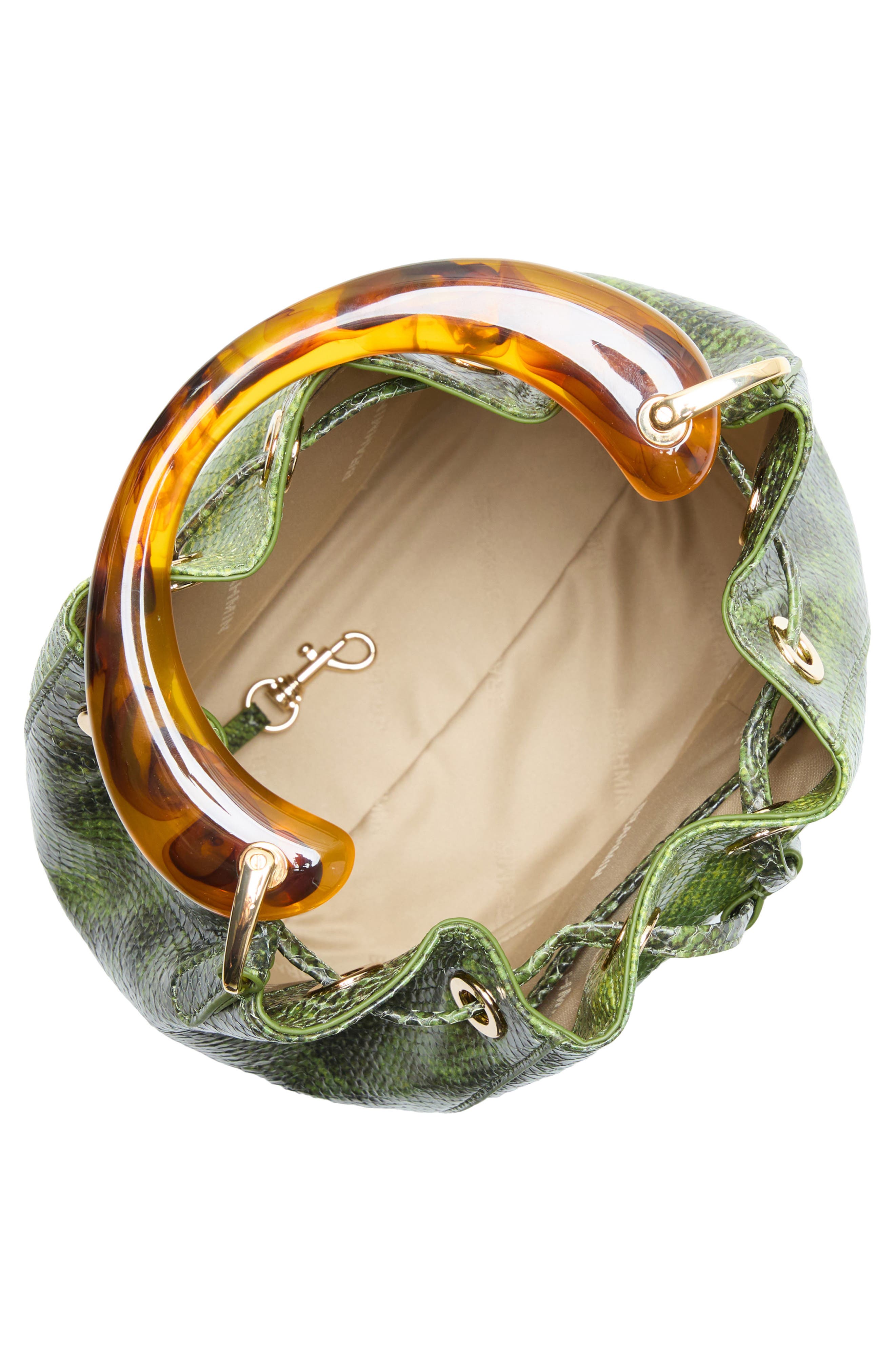 Brahmin Melinda Snake Embossed Leather Bucket Bag, Alternate, color, 