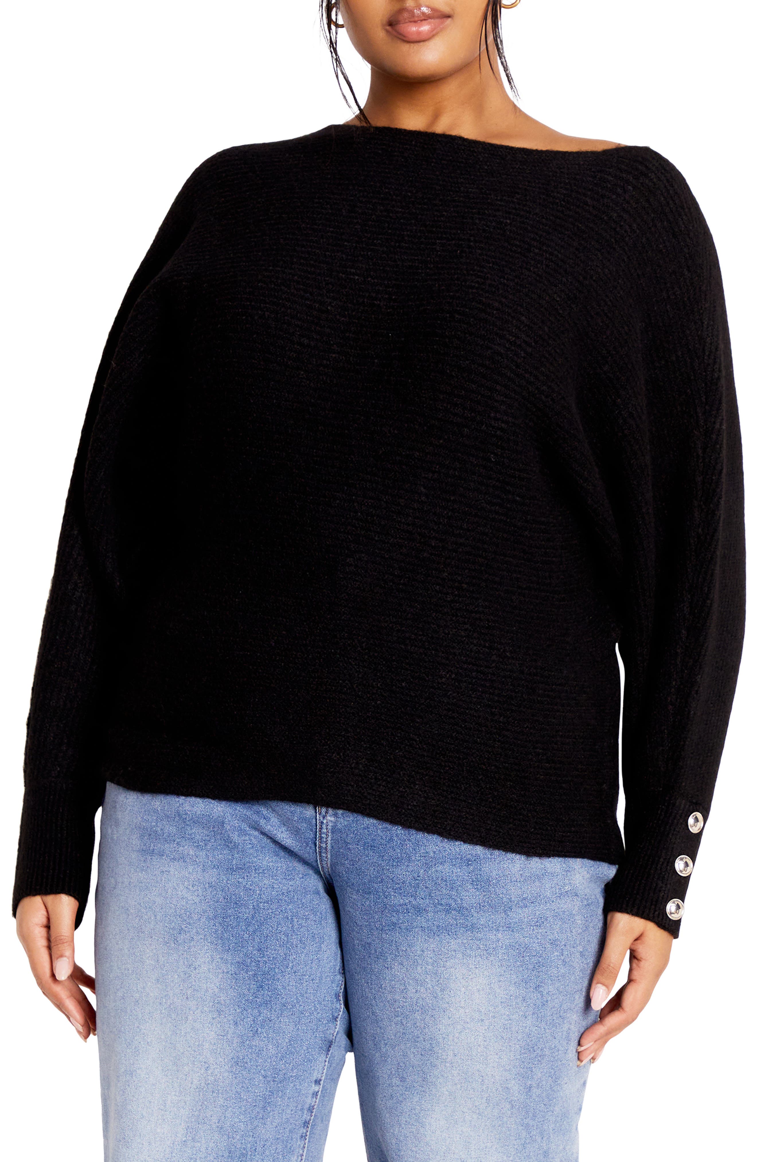 City Chic Eleni Slouchy One-Shoulder Sweater