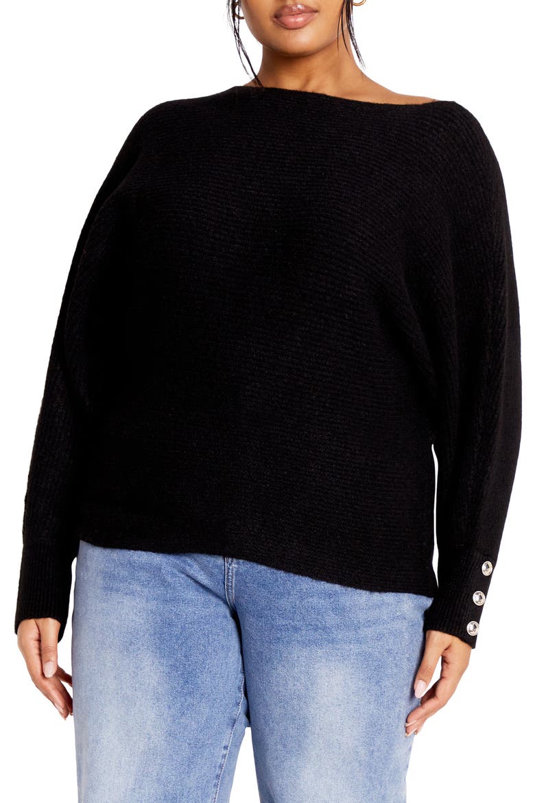 Eleni Slouchy One-Shoulder Sweater, Main, color, BLACK