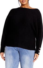 City Chic Eleni Slouchy One-Shoulder Sweater