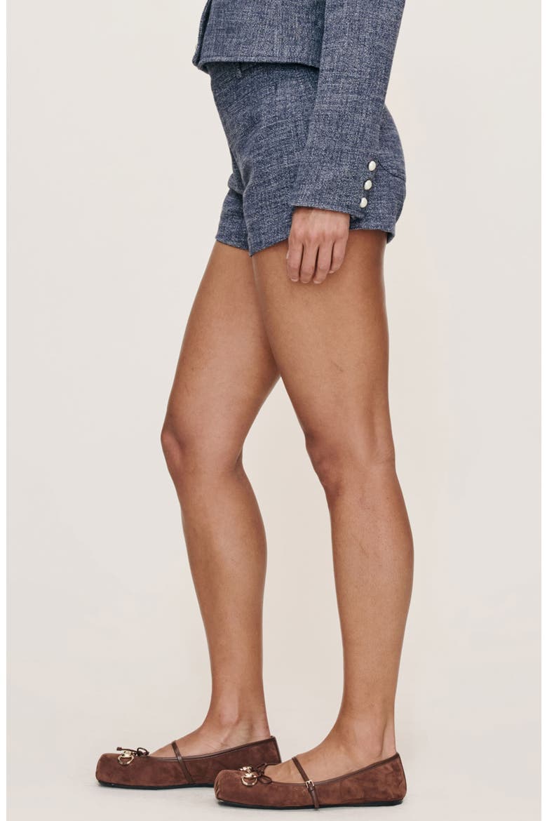 Zoie Mid Rise Relaxed Cotton & Wool Shorts, Alternate, color, EVERBLUE
