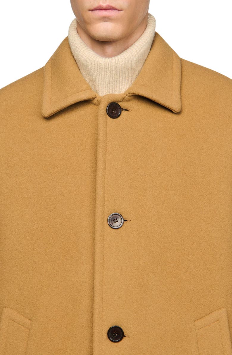 SANDRO Wool and cashmere coat, Alternate, color, Camel