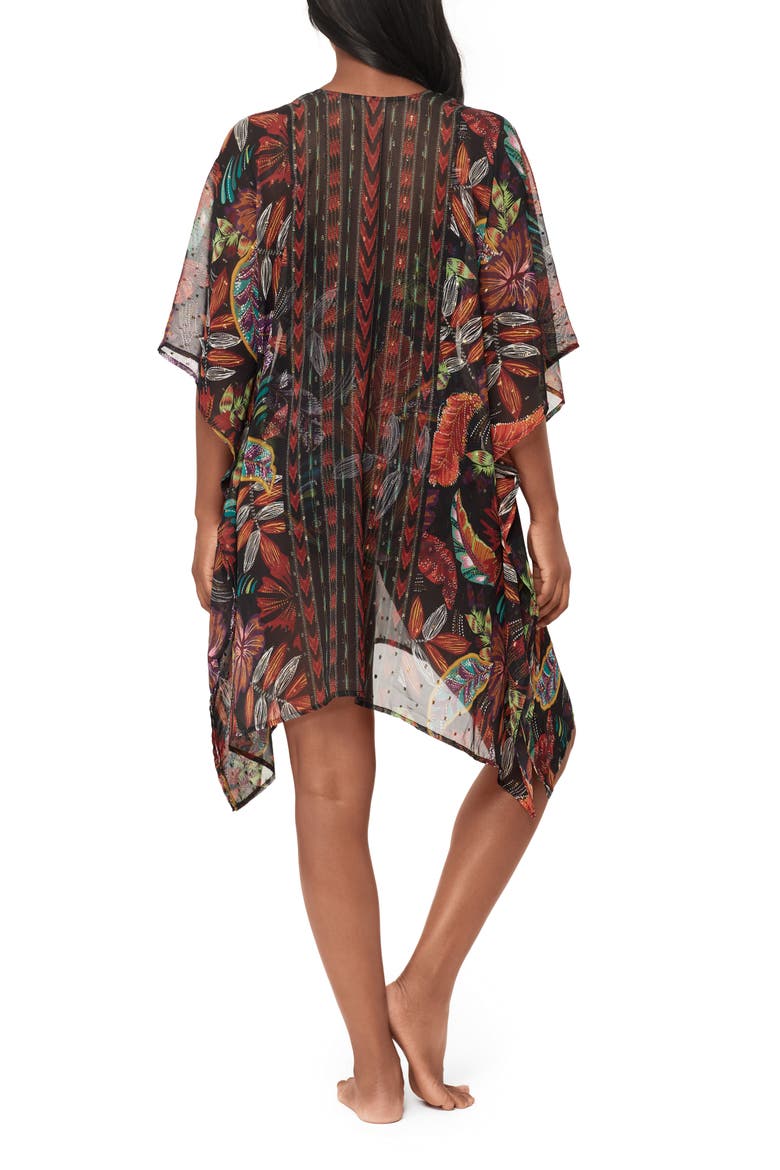 Pluma Orla Metallic Caftan, Alternate, color, BLACK/ MULTI