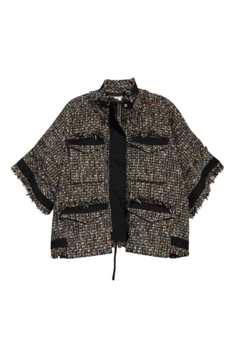 Sacai Crop Tweed Swing Jacket, Main, color,