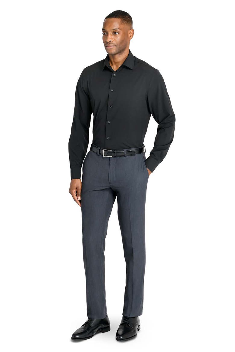 Slim Fit Solid Black Performance Dress Shirt, Alternate, color, BLACK